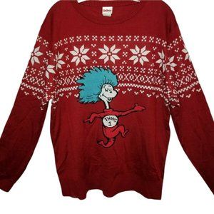 Dr. Seuss Cat In The Hat Thing 1 UGLY CHRISTMAS SWEATER Size XL